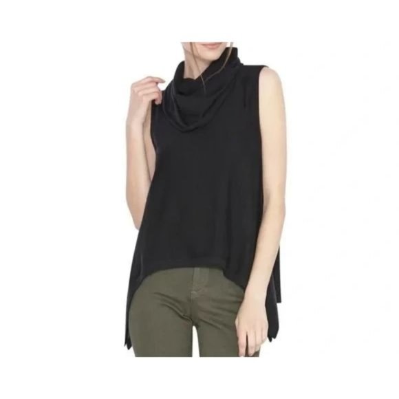Alice + Olivia Black Sleeveless Wool and Cashmere Blend Cowl Neck Sweater S - Picture 2 of 8